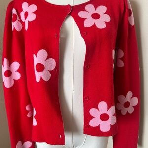 Love By Design Red and Pink Floral Cardigan